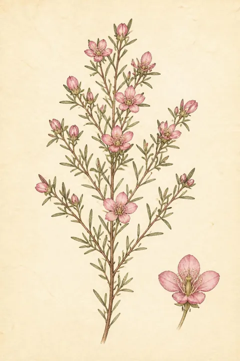 Boronia Print: watercolour-style pink Boronia Botanical Wall Art