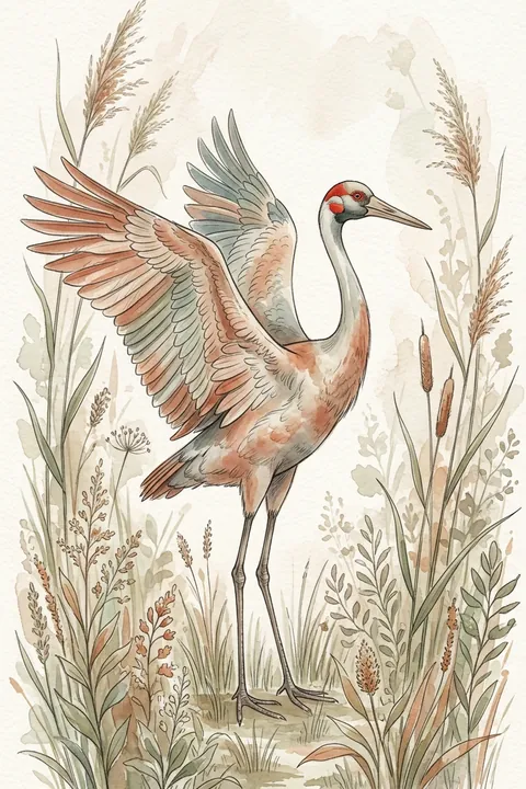 Brolga Print: watercolour-style australian Crane Nursery Wall Art