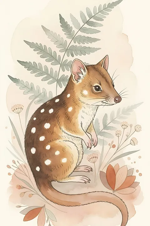 Eastern Quoll Nursery Print: watercolour-style australian Native Animal Wall Art
