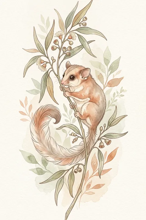 Feathertail Glider Nursery Print: watercolour-style australian Native Nursery Wall Art