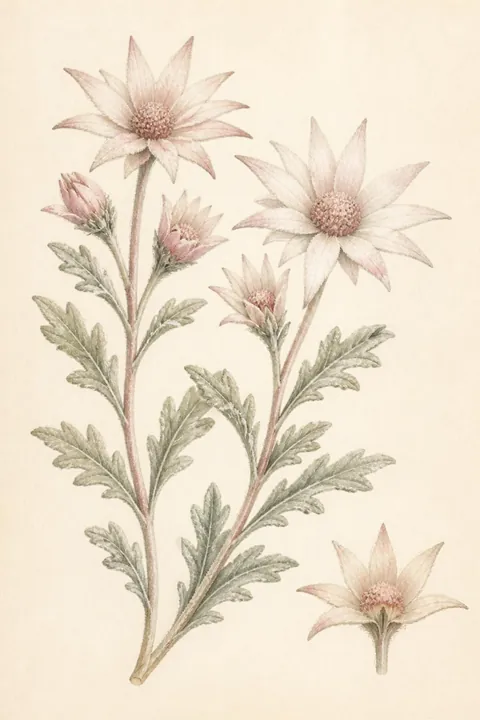 Flannel Flower Print: watercolour-style australian Native Botanical Wall Art