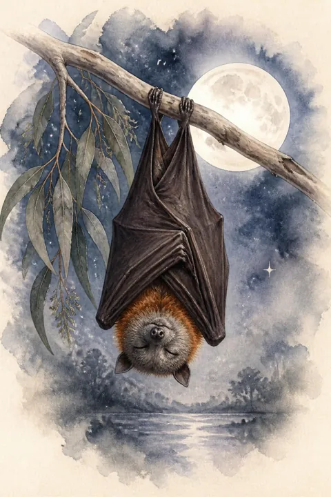Flying Fox Print: watercolour-style australian Native Animal Wall Art