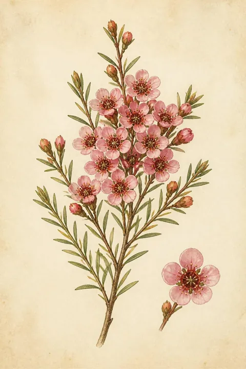 Geraldton Wax Print: watercolour-style pink Waxflower Botanical Wall Art