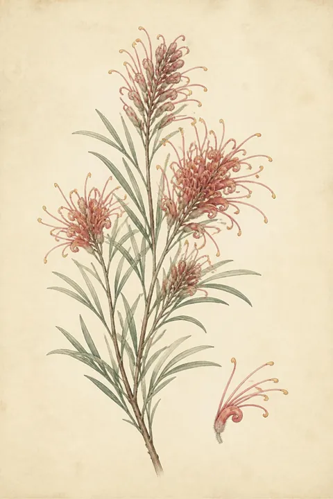 Grevillea Print: watercolour-style australian Native Flower Botanical Wall Art