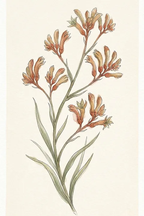 Kangaroo Paw Botanical Print: watercolour-style australian Native Wildflower Wall Art