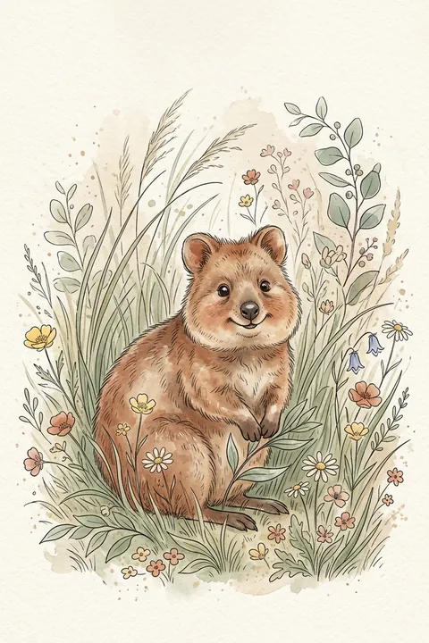 Quokka Print: watercolour-style australian Nursery Wall Art