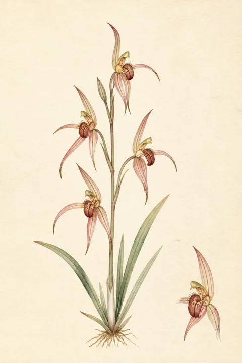 Spider Orchid Print: watercolour-style australian Native Orchid Botanical Wall Art
