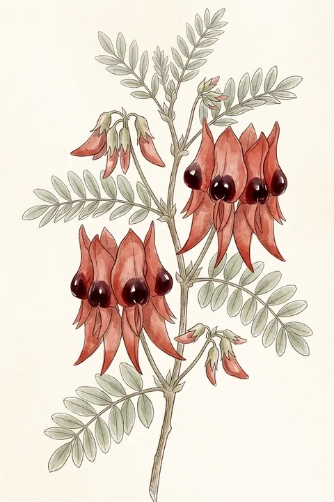 Sturt's Desert Pea Print: watercolour-style australian Wildflower Botanical Wall Art