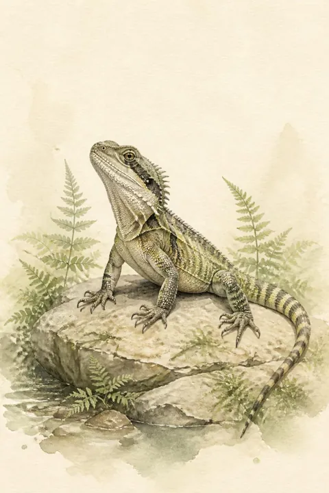 Water Dragon Print: watercolour-style eastern Water Dragon Nursery Art